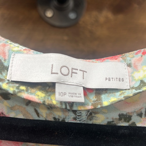 Loft Multicolor Floral Short Sleeve Summer Sundress Midi Dress size 10 - Picture 4 of 14